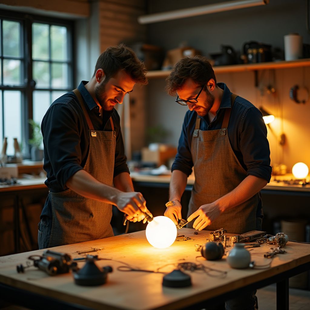 EcoLuma founders in their Sydney workshop
