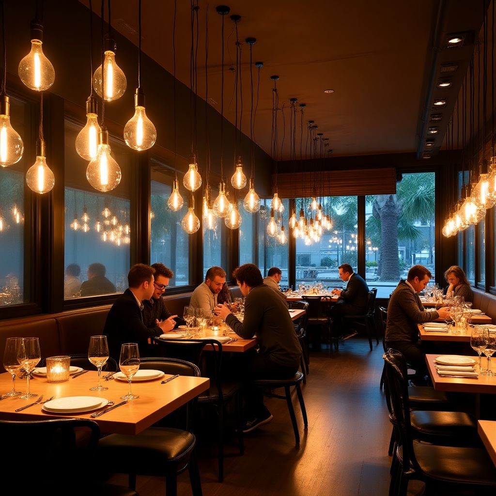 Smart lighting installation in restaurant